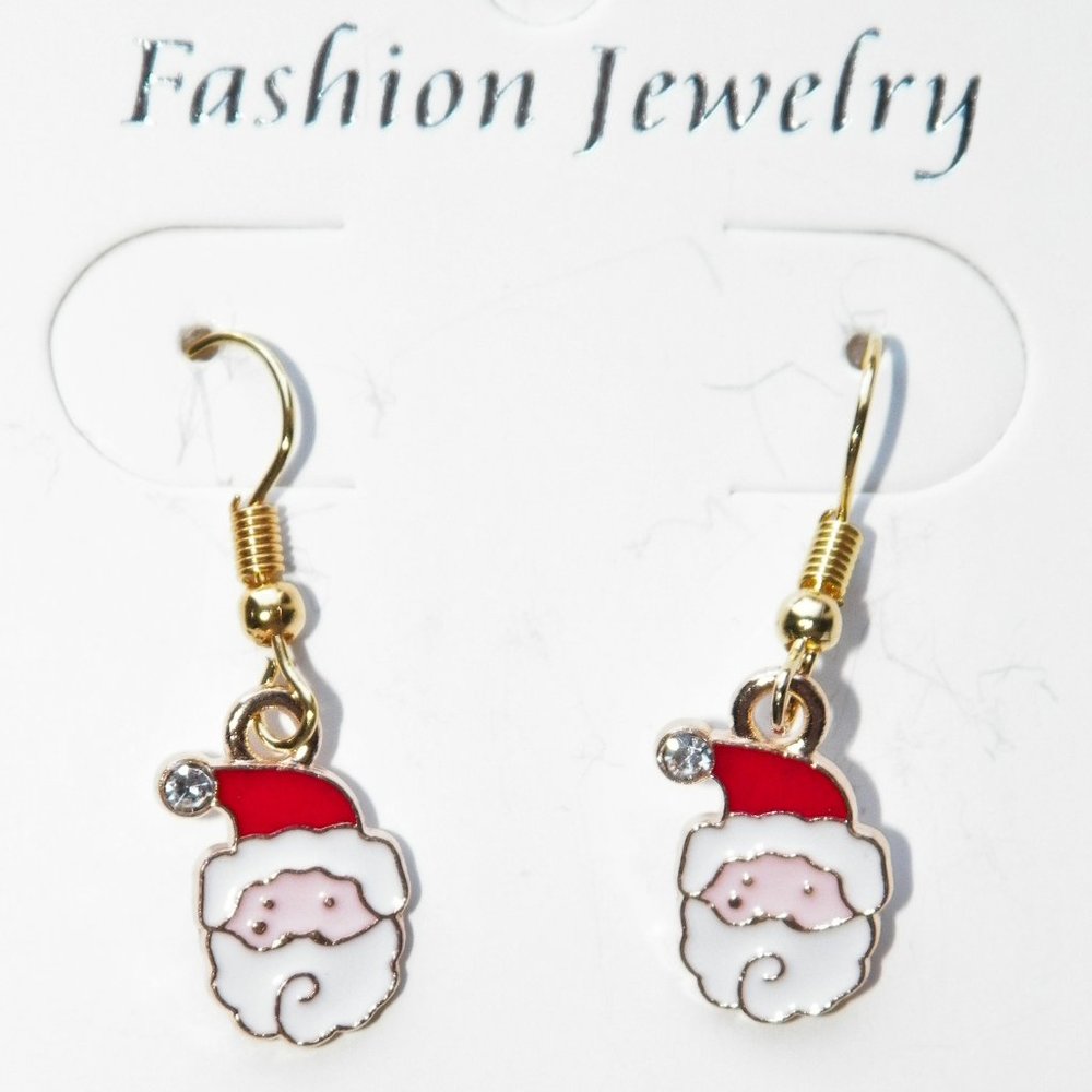 Santa Claus Enamel Drop Earrings Enamel
